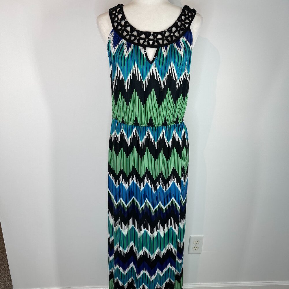 AB Studio Sleeveless Chevron Maxi Dress size Medium